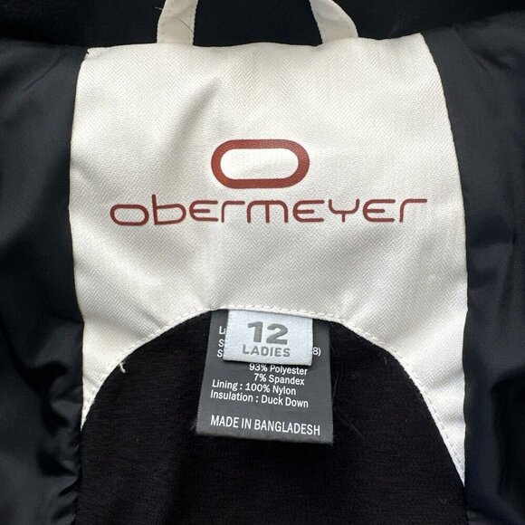 Obermeyer Down Coat Womens 12 White Black Duck Puffer Circuit Ski Snow - Picture 6 of 15